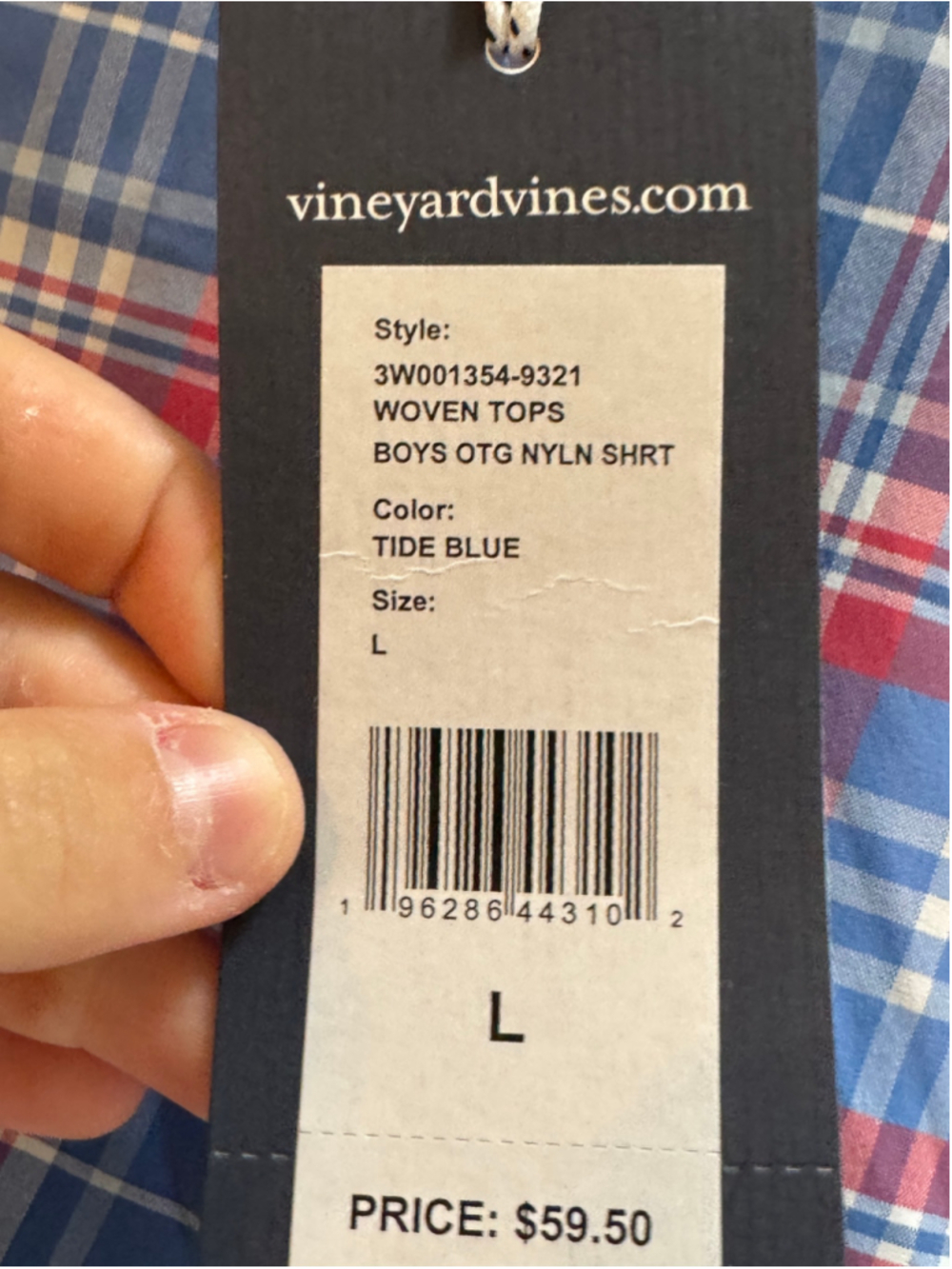 Boys Vineyard Vines Button Down Shirt Size L Blue Red Plaid - NWT - Picture 4 of 8